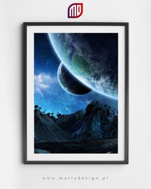 Plakat astronomiczny - wizja artystyczna, planety