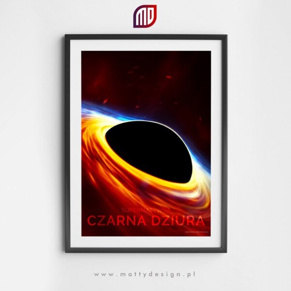 Plakat astronomiczny - grafika artystyczna supermasywna czarna dziura