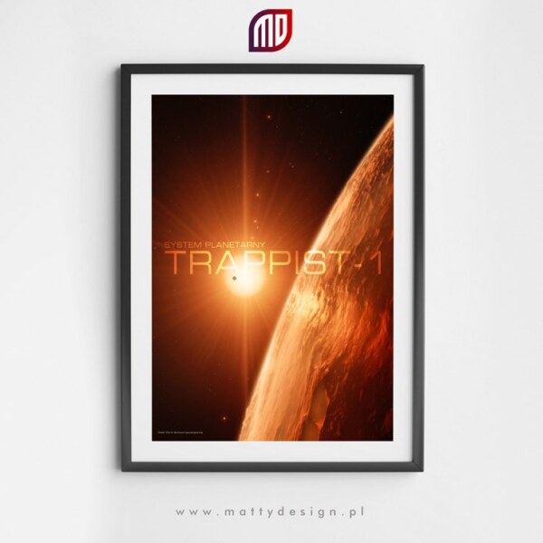 Plakat astronomiczny - grafika artystyczna TRAPPIST-1