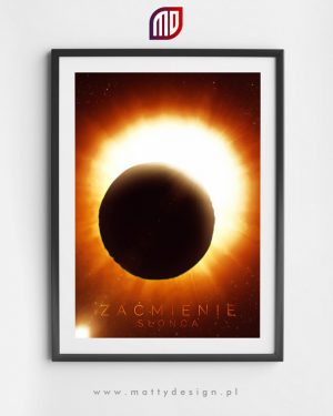 Plakat astronomiczny - grafika artystyczna zaćmienie Słońca