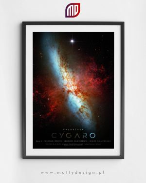 Plakat astronomiczny galaktyka Cygaro - Messier 82