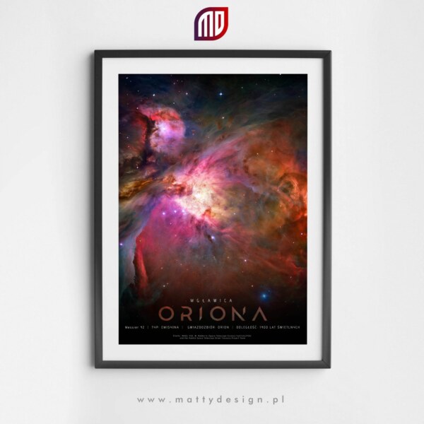 Plakat astronomiczny mgławica Orion - Messier 42