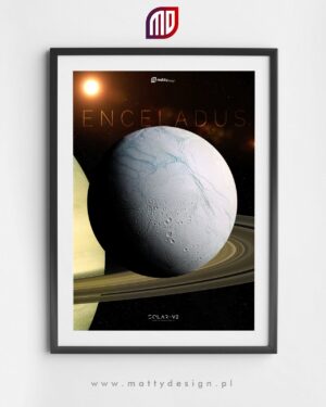 Plakat astronomiczny księżyc ENCELADUS - SATURN - solar-v2