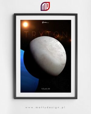 Plakat astronomiczny księżyc TRYTON - NEPTUN - solar-v2