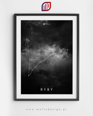 Gwiazdozbiór Ryby - plakat na ścianę - ciemny