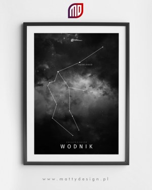 Gwiazdozbiór Wodnik - plakat na ścianę - ciemny