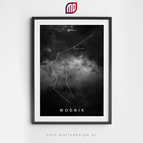 Gwiazdozbiór Wodnik - plakat na ścianę - ciemny