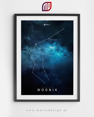 Gwiazdozbiór Wodnik - plakat na ścianę - ciemny