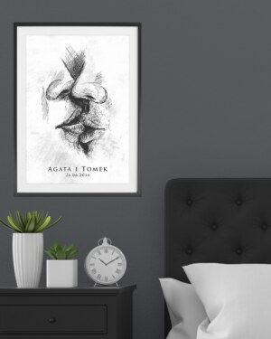 Plakat na ścianę - miłość 003 - usta - imiona i data