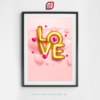 Plakat na ścianę - miłość 008 - różowe love - imiona i data