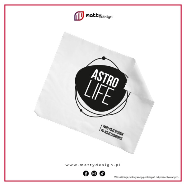 Ściereczka z mikrofibry biała - logo AstroLife
